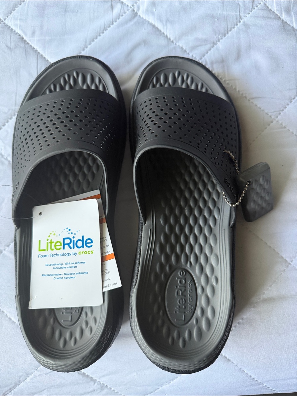 CROCS LiteRide Men's Slide Sandals in Charcoal Gray